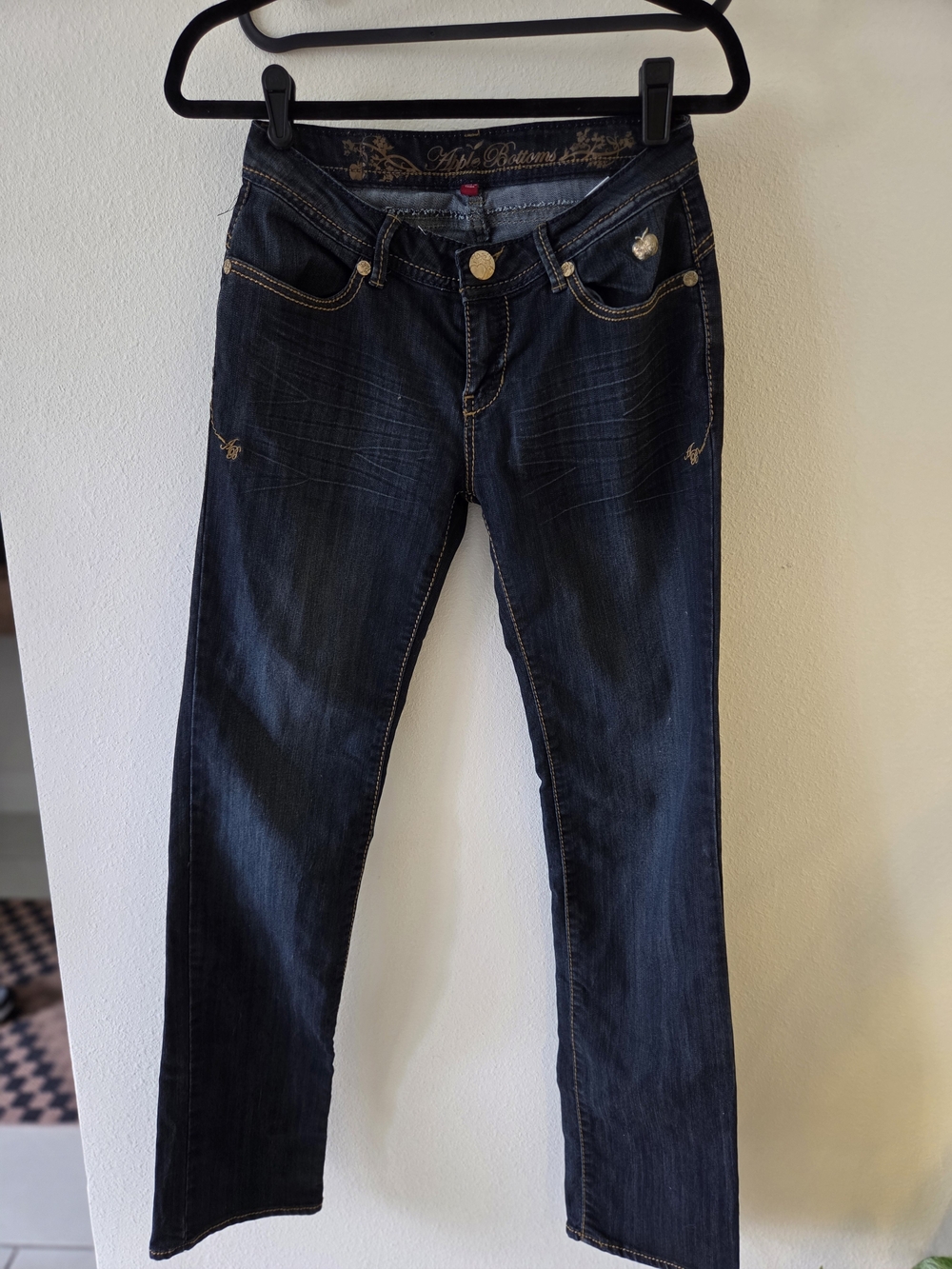 Apple Bottoms Vintage Y2k Dark Indigo Straight Leg Jeans 5/6 - Picture 11 of 14